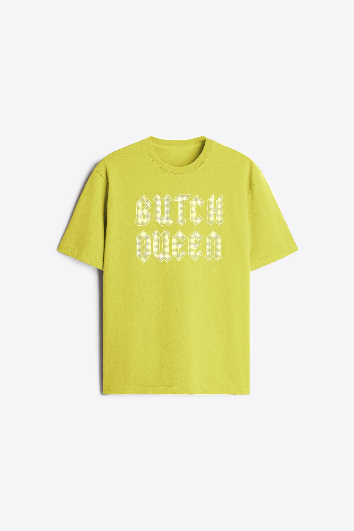 RHINESTONE BUTCH QUEEN T-SHIRT NEON GREEN